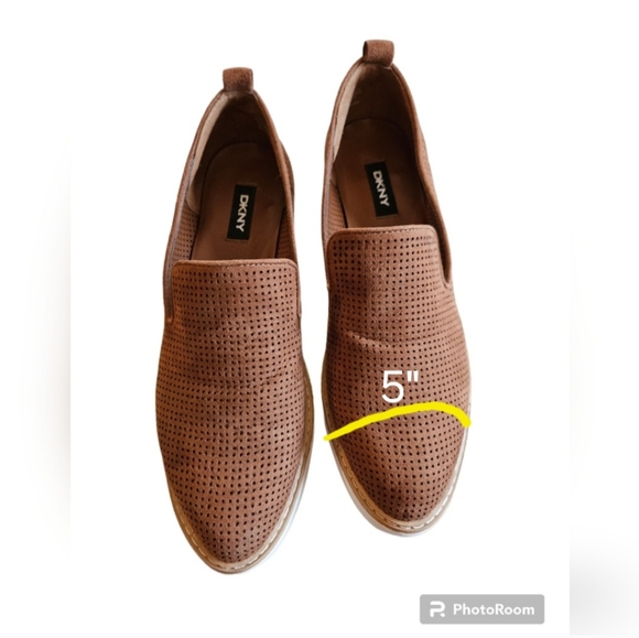 DKNY Bari Platform Sneakers Tan cognac microsuede sz 7.5 casual coastal cowgirl - Picture 9 of 9